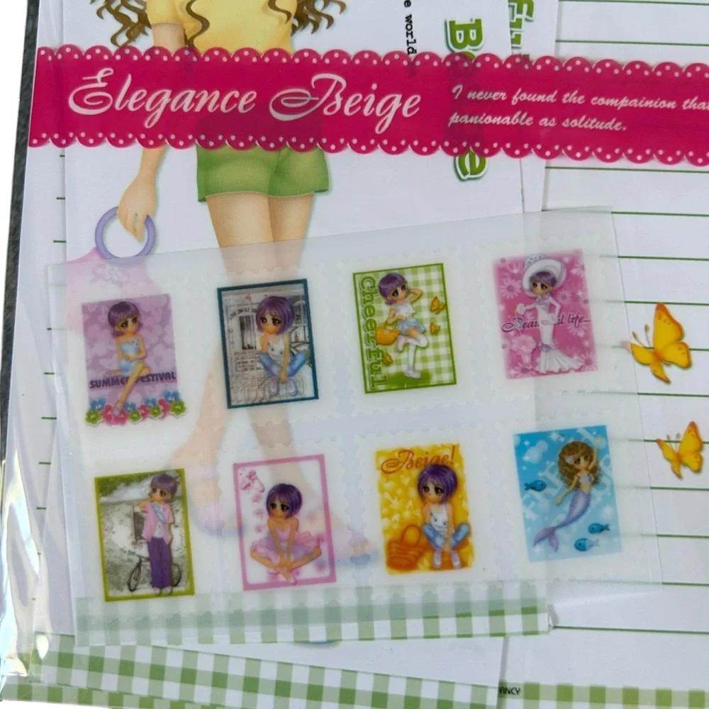 Vintage Y2K Sunflower Fancy Elegance Beige Letter Set Korean Stationary Kawaii